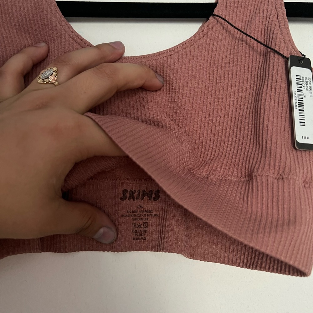 SKIMS ROSE CLAY Scoop-neck stretch-jersey bra - Picture 2 of 9
